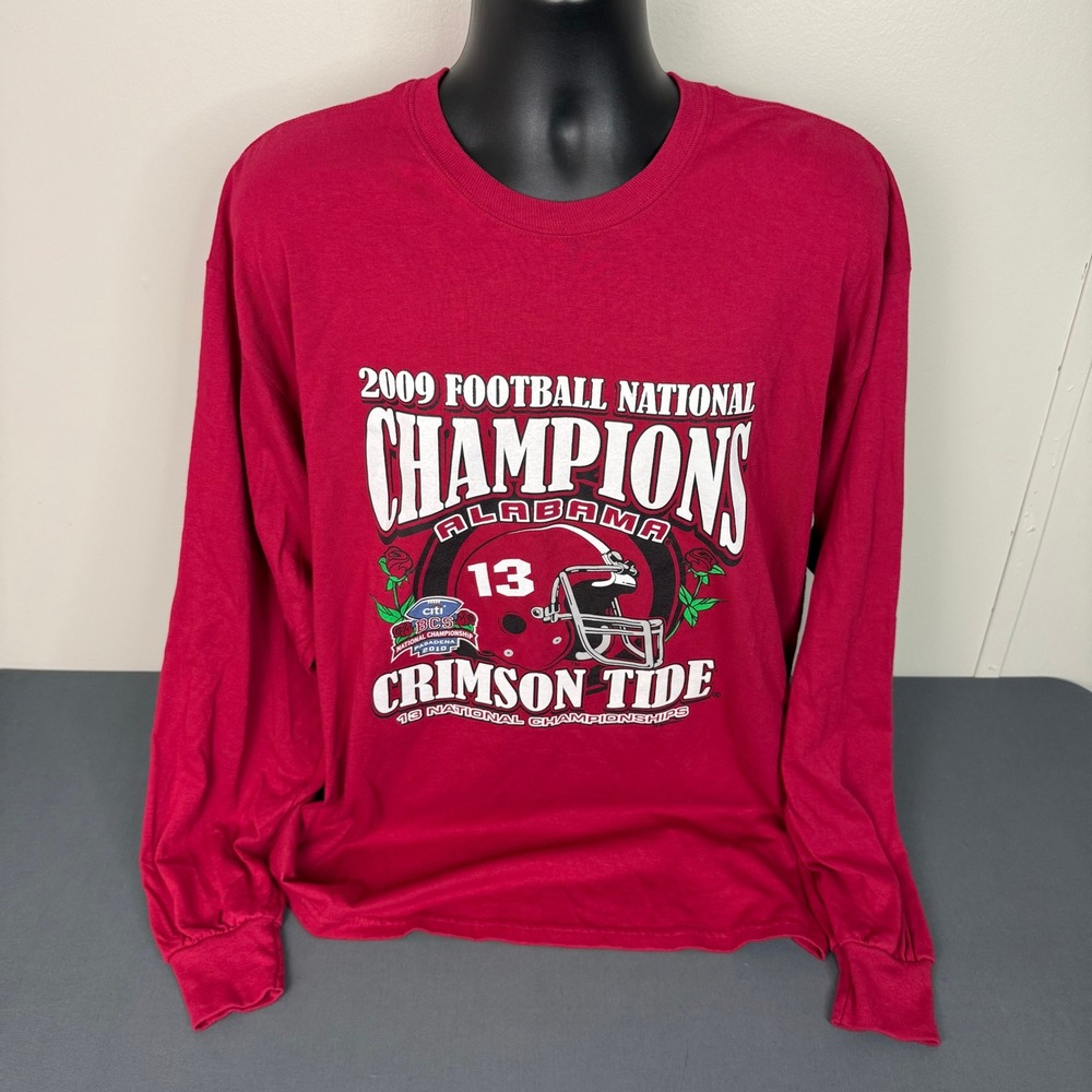 Tri-Lake T-Shirt Men XL Alabama Crimson Tide 2009 National Champions Long Sleeve